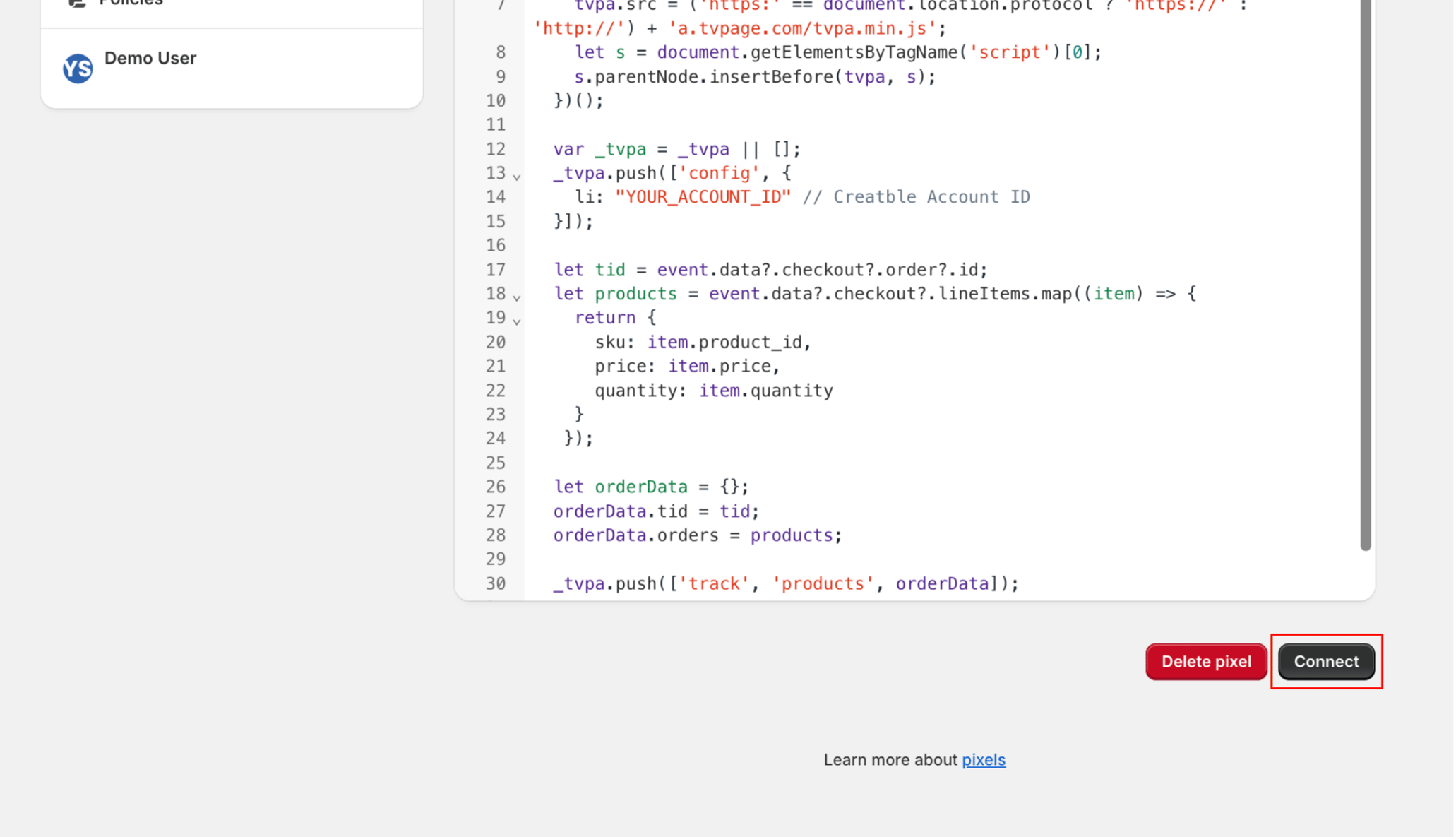 Shopify Conversion Tracking Pixel
